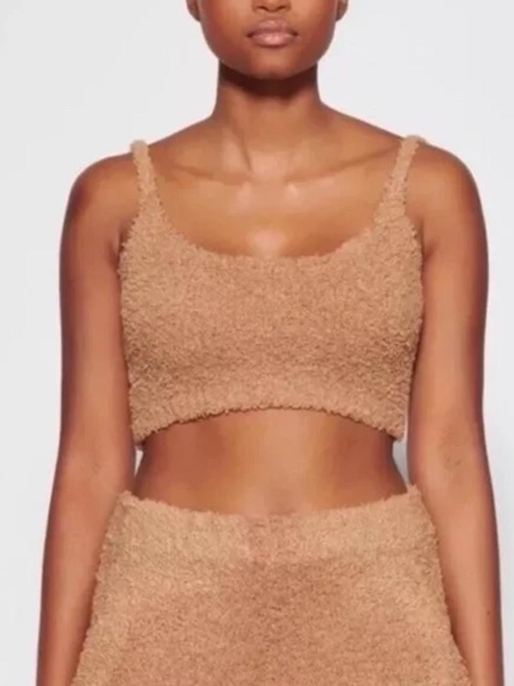 SKIMS Cozy Knit Crop Top in Camel